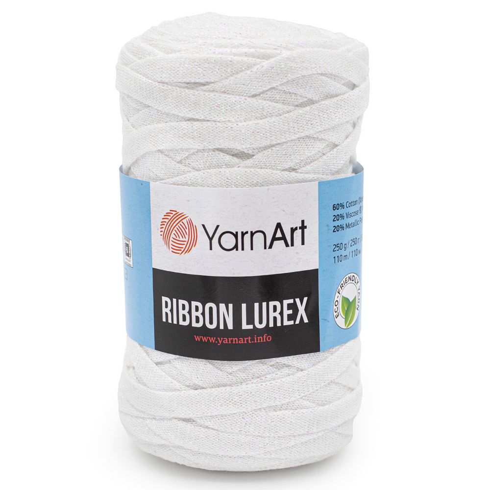 Пряжа YarnArt (ЯрнАрт) Ribbon Lurex / уп.4 мот. по 250 г, 110м, 721 белый