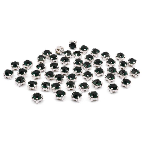 Хрустальные стразы в цапах/серебро, 4мм, 50 шт/упак, Astra&Craft (36 изумрудный), 4AR159/166