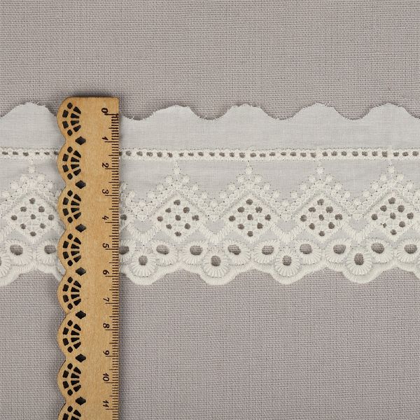 Кружево шитьё хлопок.0190 6 мм, цв.F102 молочный, уп.13.71м, Kruzhevo