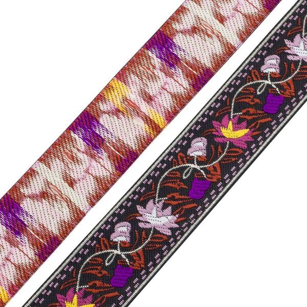 Лента (тесьма) жаккардовая 33.0 мм / 7 метров, бледно-розовые цветы, 11820