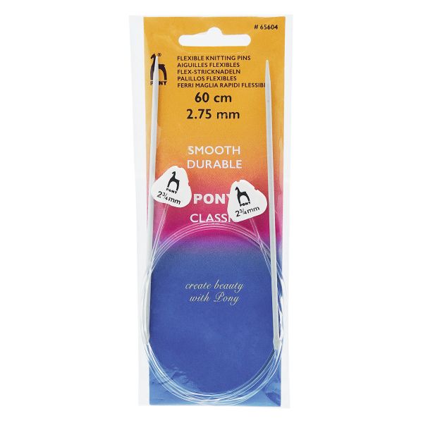 Спицы гибкие с фиксатором Pony Classic flexible ⌀2.75 мм, 60 см, алюминий, 65604