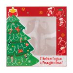 Коробка под 4 капкейка 16х16х10 см, Праздничная ель, S-Chief, CBC-026