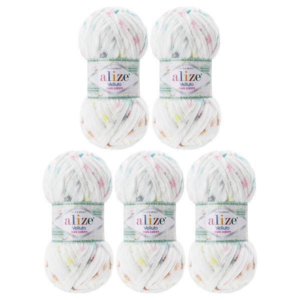 Пряжа Alize (Ализе) Mini Colors серия Бархат (Velluto) / уп.5 мот. по 100 г, 68м, 8105 принт