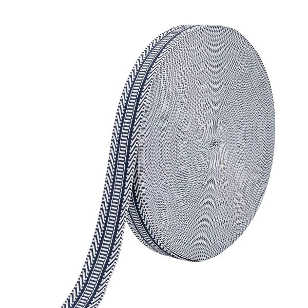 Стропа (ременная лента) 38 мм / 45.72 метра, [38.82 г/пог.м], с принтом 2-сторонняя, T021 т.синий/белый, 3Al352