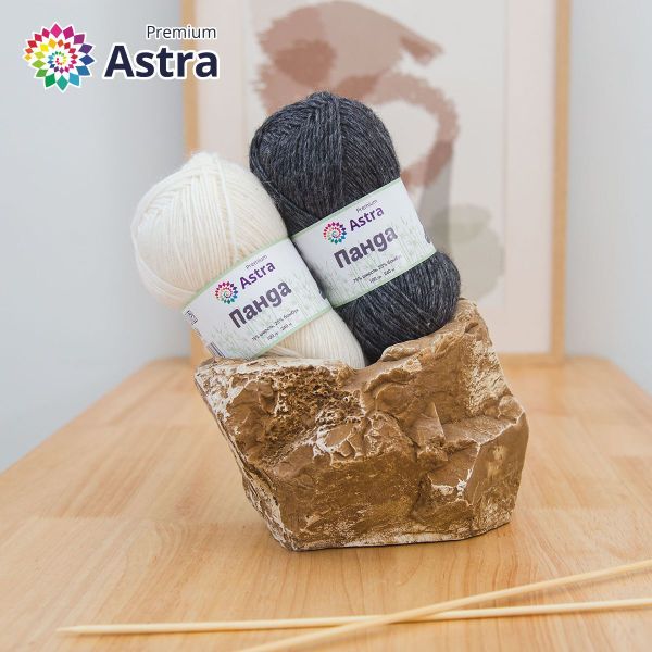 Пряжа Astra Premium (Астра Премиум) Панда (Panda) / уп.2 мот. по 100 г, 240 м, 999 черный