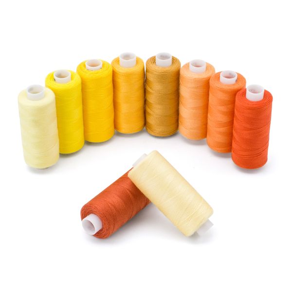 Швейные нитки (набор) 40/2, 10 кат. по 365м (400 ярд), Желто-оранжевый микс, Bestex
