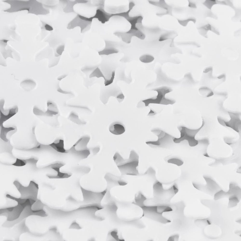 Пайетки фигурные снежинки 13 мм, Астра 10г, L010 белый, уп.10 шт