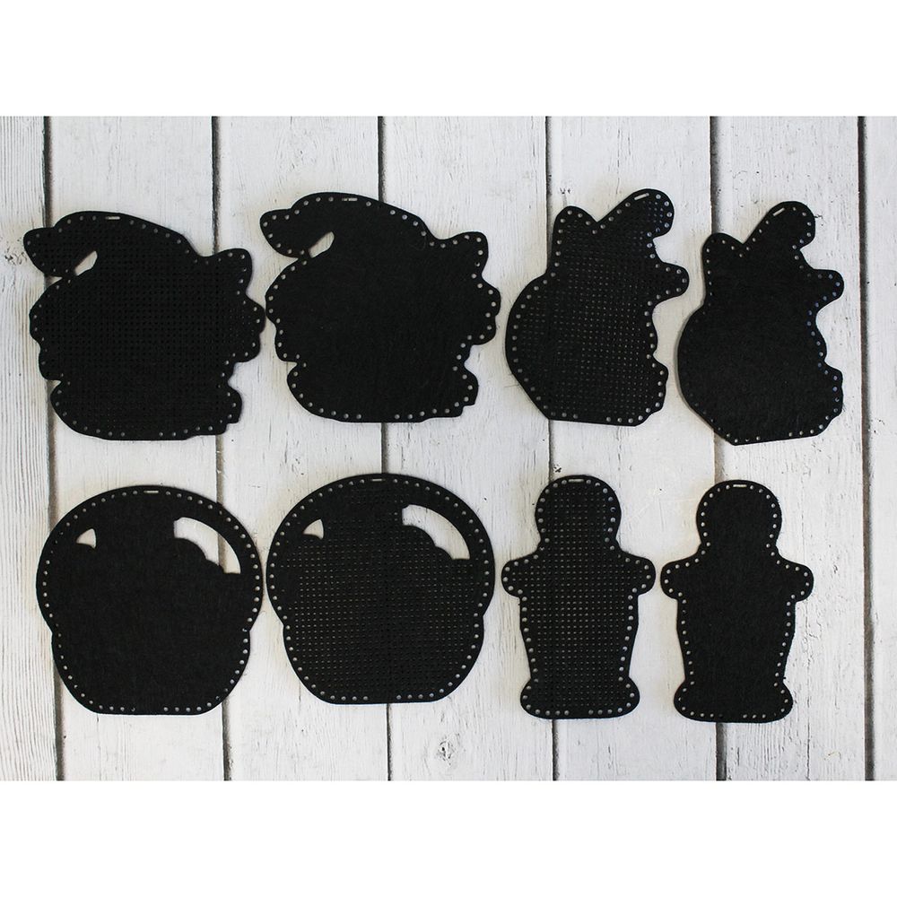 Набор для вышивания нитками МП Студия, на фетре Хэллоуинские топперы 7х7,7х5,7х4,7х7см