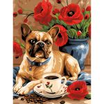 Картина по номерам Русская живопись RL141, Французский бульдог и маки 30х40 см