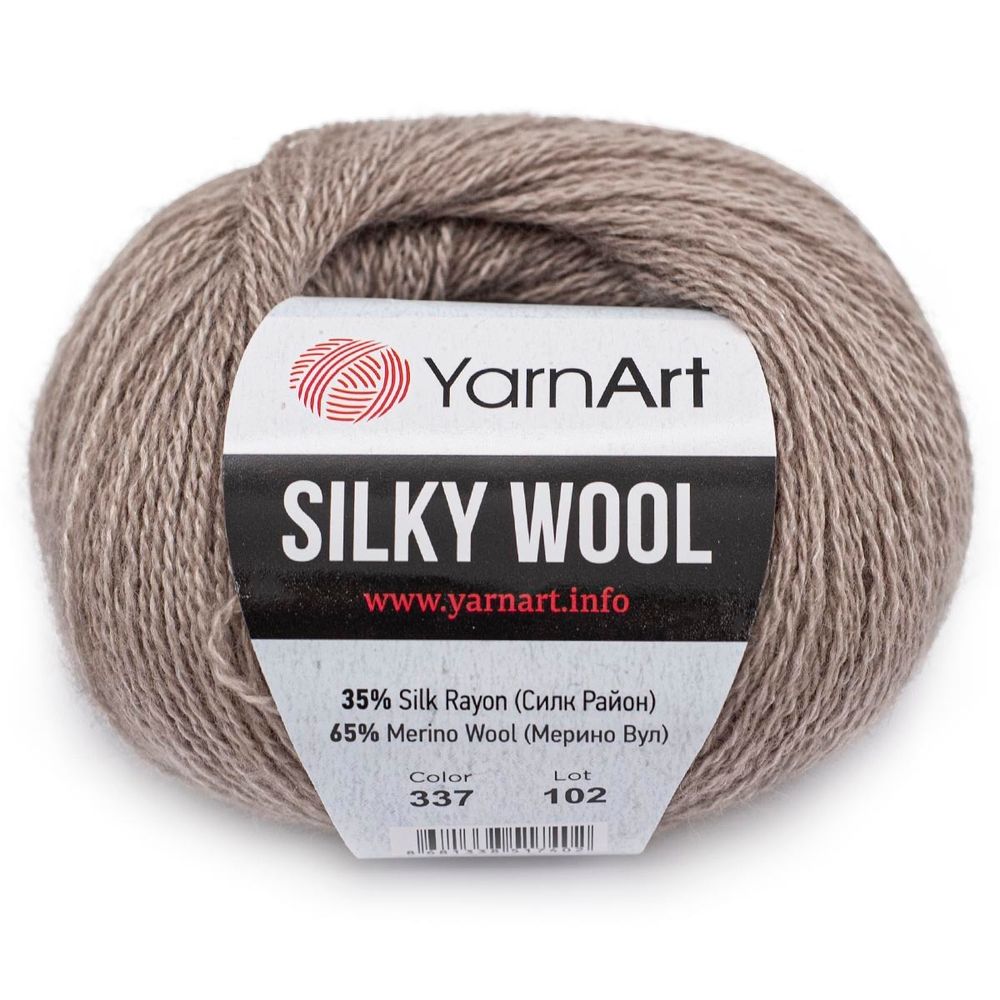 Пряжа YarnArt (ЯрнАрт) Silky Wool, 10х25г, 190м, цв. 337 темный беж