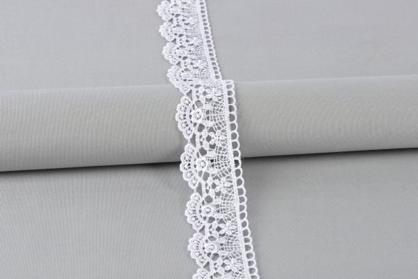 Кружево гипюр (плетёное) 36 мм / 10 м, GP001WH белый, Gamma GGM-3602