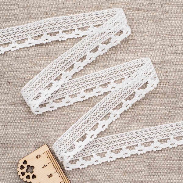 Кружево вязаное (тесьма) 24 мм / 3,4 м, ±4 см, белый
