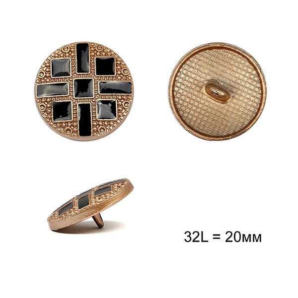 Пуговицы на ножке металл С-ME329 цв.золото 32L-20мм, 12 шт