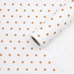 Пленка упаковочная для цветов и подарков Точки, 65 мкр, 58см / 10м ± 5% (VH2552 белый с золотыми точками)