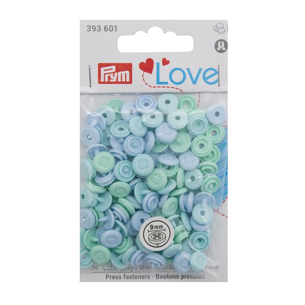 Кнопки ColorSnapsMini имитация стежка, Prym Love, голубой 36 шт, Prym