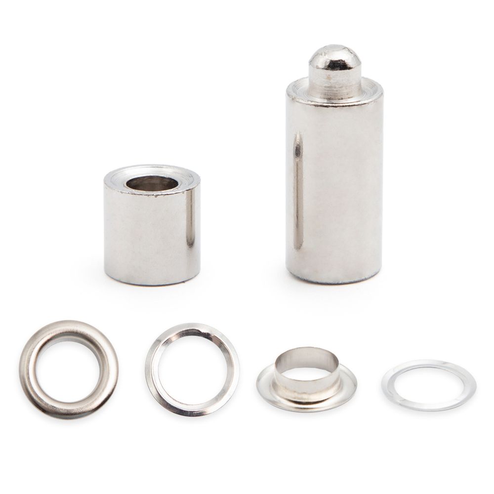 Люверсы металл ⌀_8.0 мм (внутр.) с инструментом для установки, никель, 200 комплектов, Hobby&Pro, 530710