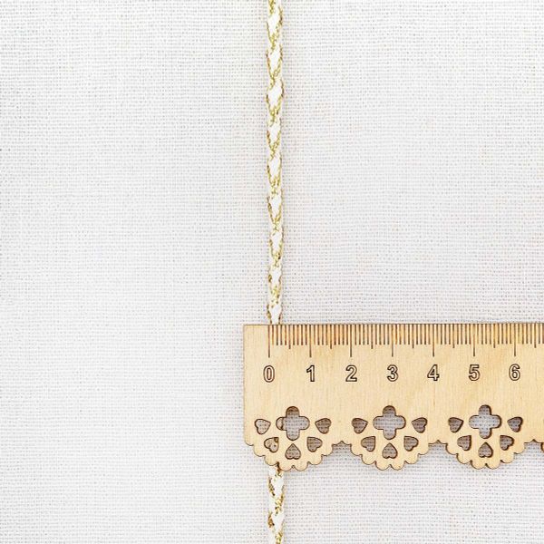 Шнур отделочный плетеный ⌀4.0 мм / 30 метров, белый/золото, С953Г7