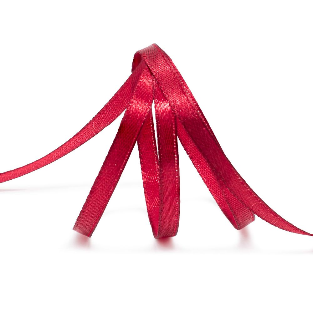 Лента атласная 1-сторонняя 6.0 мм / 22.86±1 метров, 028 т.красный, Globus