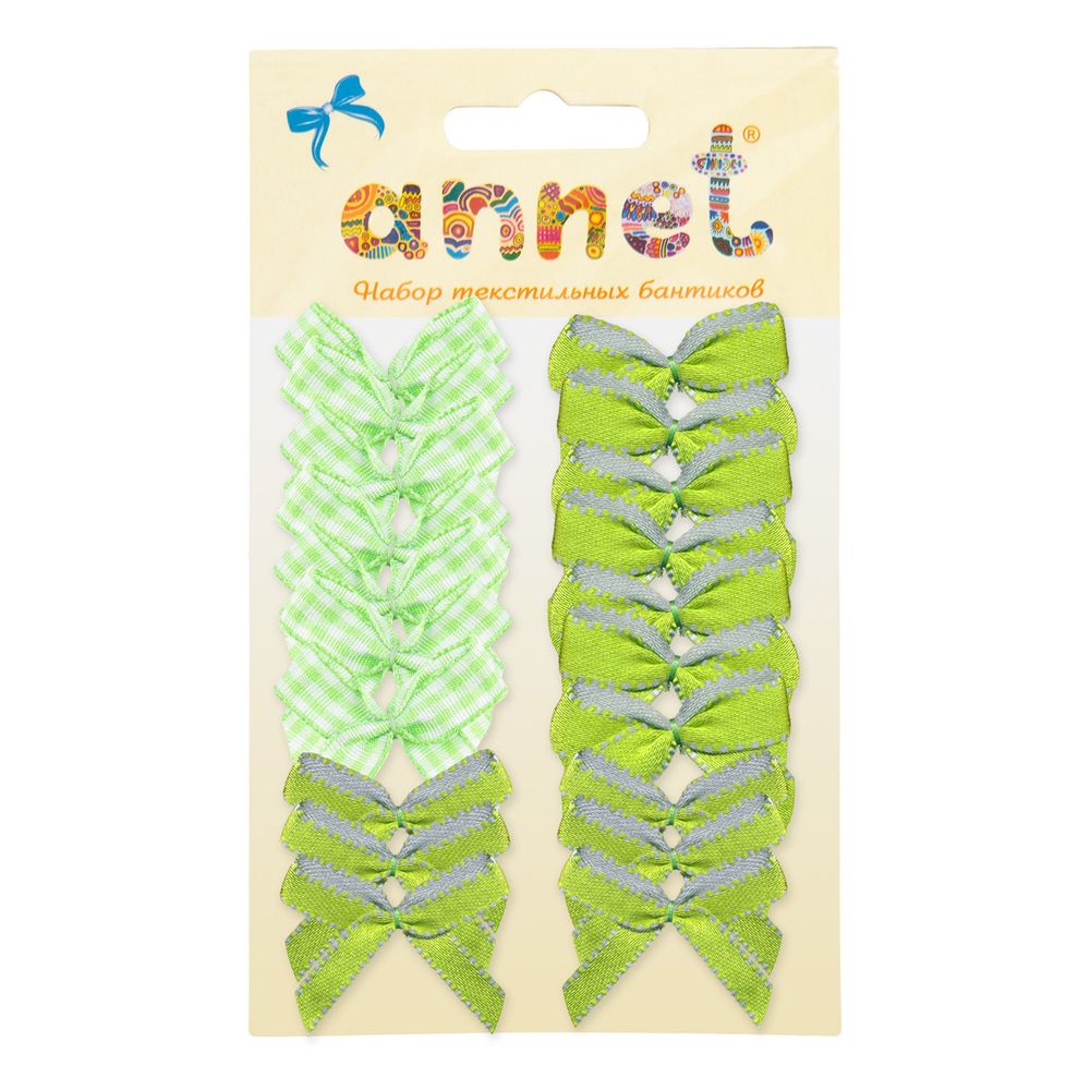 Набор текстильных бантиков, 100 шт, 405 салатовый, Annet BDR