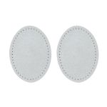 Заплатки пришивные из замши овал 6х8.2 см, с перфорацией, 2 шт, 100% кожа, 25 серо-белый, 59114