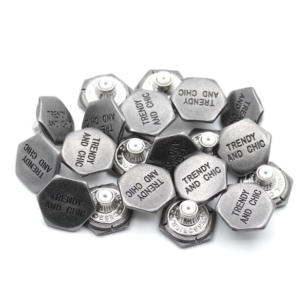 Пуговицы джинсовые ⌀20 мм, фиксированная ножка (БЕЗ ГВОЗДЯ), т.сер, 20 шт