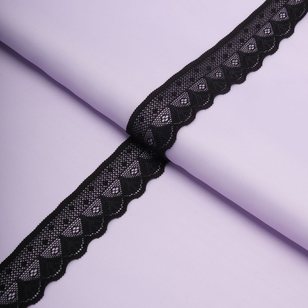 Кружево эластичное (стрейч) 25 мм / 22.86 метра, черный, 3AR2743