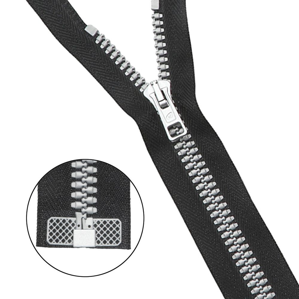 Молния трактор Arta Т6 (6 мм) 1 зам., разъем., 60 см, Decor, цв. 077 черный / 991 алюминий, уп.5 шт