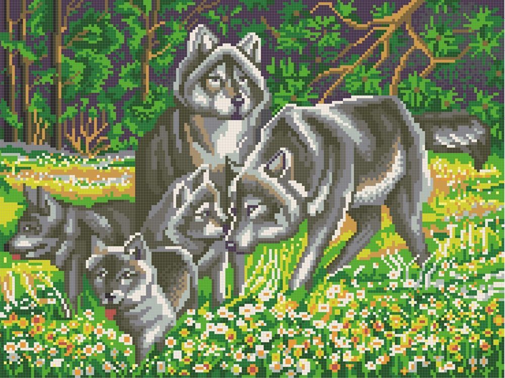 Рисунок для вышивания Конек (ткань), 7819 Волчья семья 29х39 см