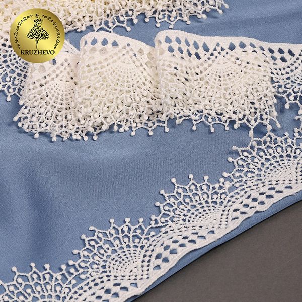 Кружево гипюр (плетёное) 55 мм / 13.71 метров, TBY.SUN.01, цв.F102 молочный