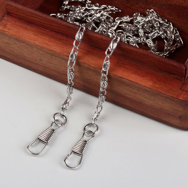 Цепочка для сумки с карабинами 120см 13х4мм серебряный