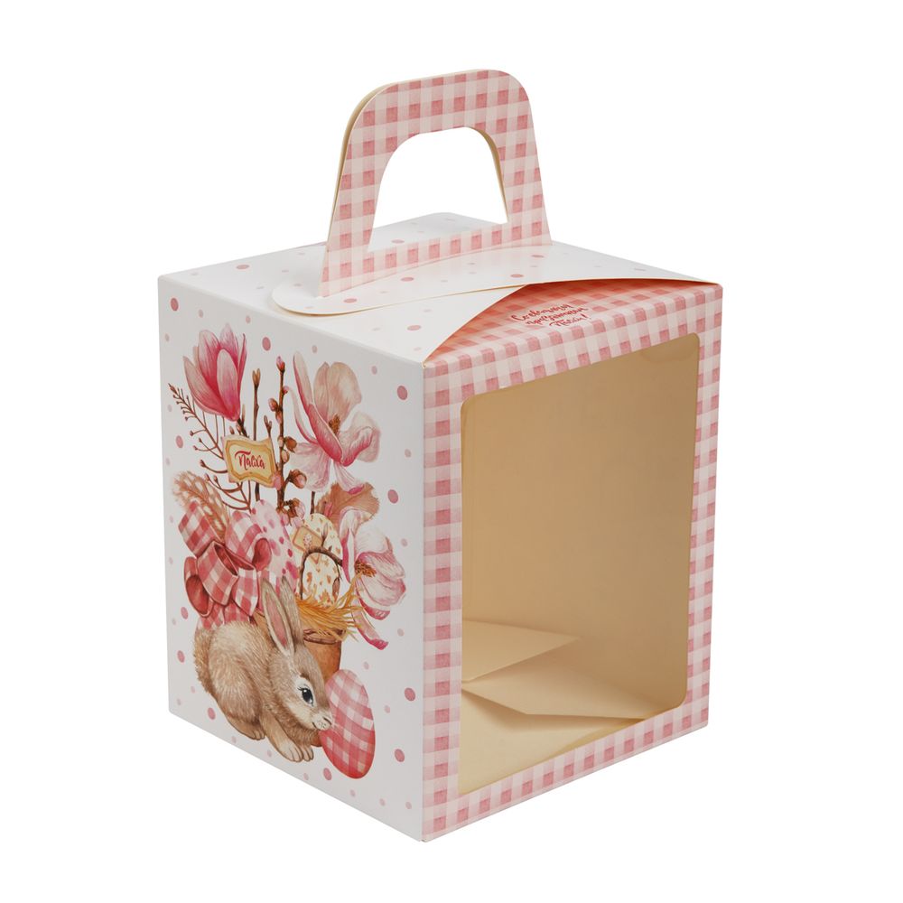 Коробка под кулич с окном 15х15х18 см, №2 Пасхальный букет, S-Chief CBC-010