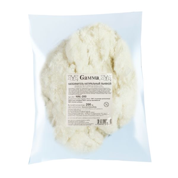 Наполнитель натуральный льняной, 100% льняная целлюлоза 200 г,±4 г, белый, Gamma NNL-200