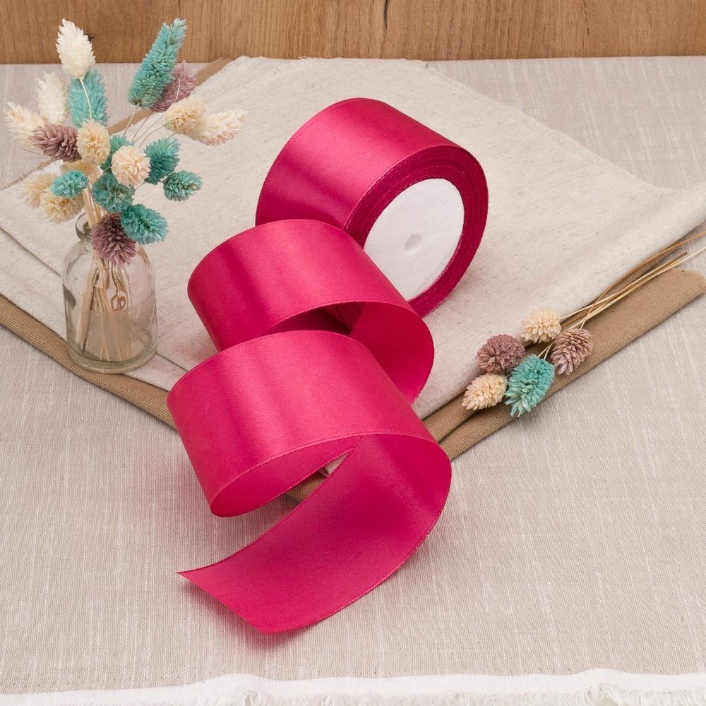 Лента атласная 1-сторонняя 50.0 мм / 22.86±1 метров, аналог 7730446, 91 фуксия, DDZ2401, Globus