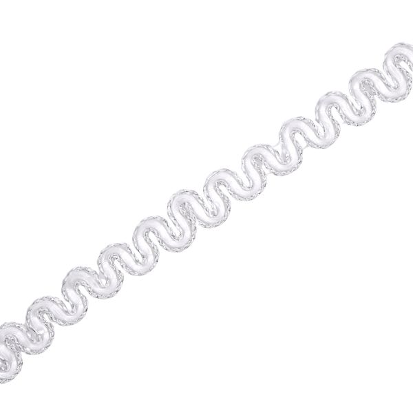 Тесьма отделочная змейка 10 мм / 10 метров, вязаная, рис.9404, белый/серебро, С3794Г17