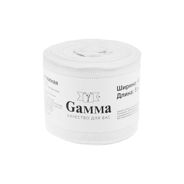 Косая бейка трикотажная 60 мм / 4 шт по 5 метров, № 001 белый, Gamma