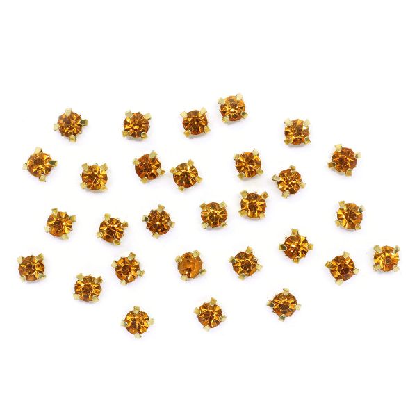 Хрустальные стразы в цапах круглые (золото) медовый 4х4мм, 29-30 шт/упак Astra&Craft, ЗЦ013НН44