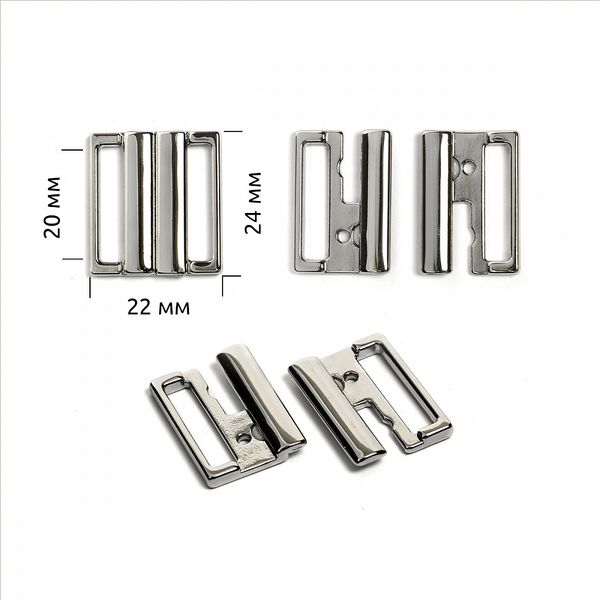 Пряжка-застежка для купальников металл 20.0 мм, 120SW, цв.никель уп.10 шт