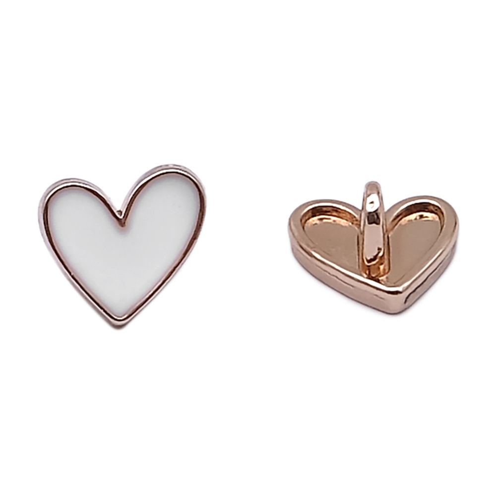 Пуговицы на ножке фигурная Сердце 16L (10мм), металл (White/G (белый/золото)), MEs-2012, 36 шт