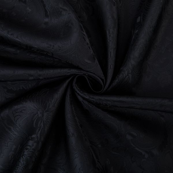 Ткань подкладочная (таффета) с рисунком 96 г/м², 100х145 см, 110 черный (растительный орнамент), Gamma JTR