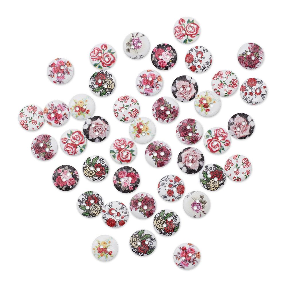 Украшения декоративные пуговицы деревянные Розы, 15 мм, 100 шт