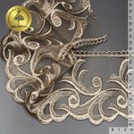 Кружево на сетке широкое 120 мм, диз. 231, цв.N6115 золотисто-бежевый уп. 13.71 м, Kruzhevo