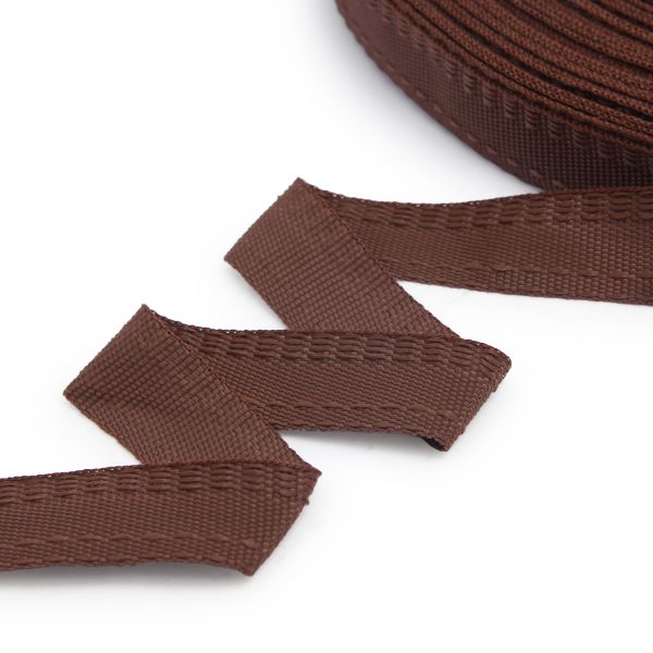 Тесьма брючная односторонняя 16 мм, 50 м, 2.9 г/м, 2080 коричневый