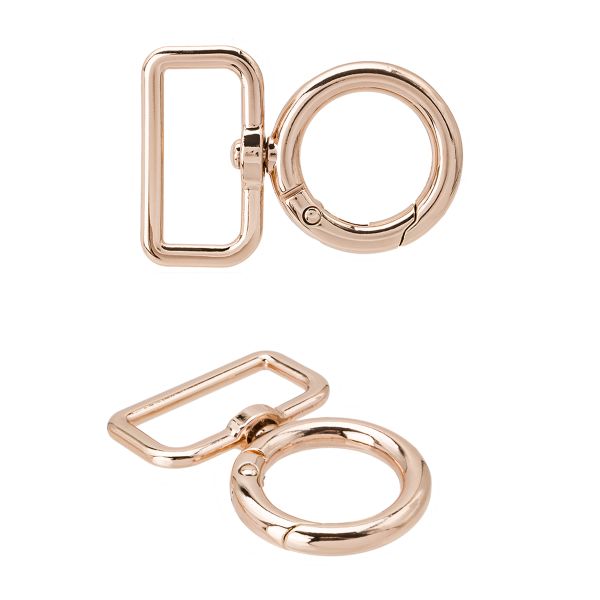 Карабин металл поворотный с рамкой 19.0 мм (32х46 мм), 10 шт, золото цв.02, ГУБ10897