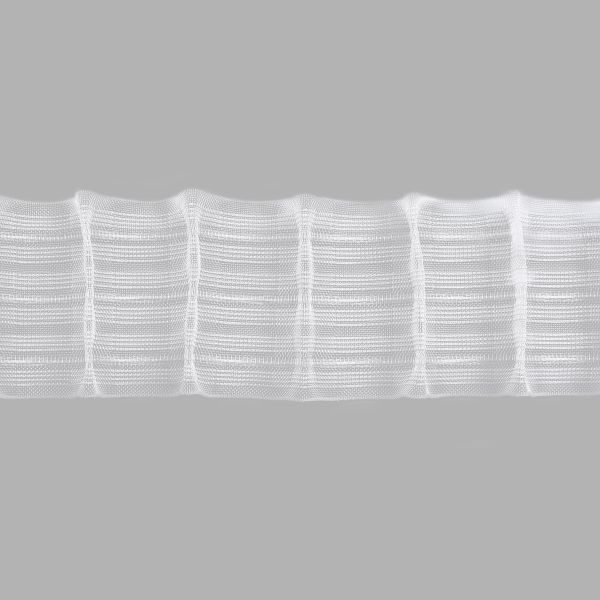 Лента (тесьма) шторная: сборка параллельная (1:1.5) 70 мм / 50 метров, (6 рядов петель, 3 шнура), C1007M прозрачный