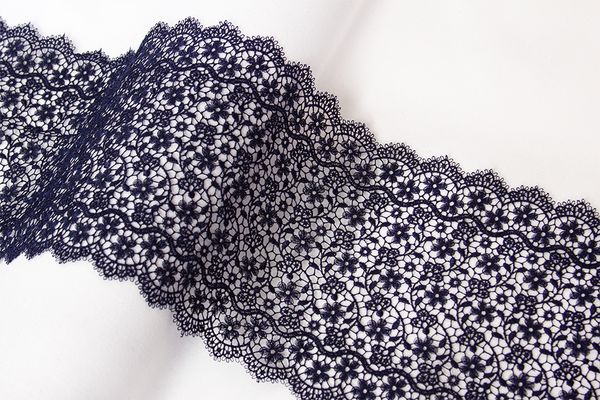 Кружево гипюр (плетёное) широкое 150 мм / 10 м, т.синий, Gamma GGM-15001