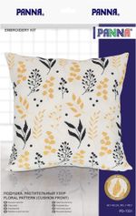 Набор для вышивания нитками Panna, Подушка. Растительный узор, 42х42 см