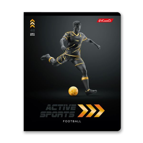 Тетрадь ученическая общая, матовая ламинация + тиснение золотой фольгой, A5+ 48 л. на скобе 65 г/м², белизна 100%, 10 шт, клетка в термоусадочной пленке, 000731 Активный спорт, Светоч 48ТЕТк-008