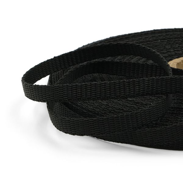 Стропа (ременная лента) 10 мм / 25 метров, толщ. 1.0 мм, [5.5 г/пог.м], 100% п/п, 20-1 черный