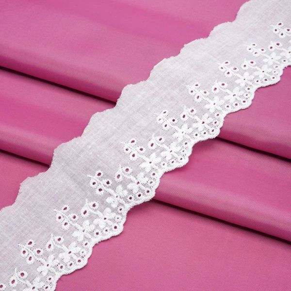 Кружево шитьё х/б 58 мм / 3.4 метра, цвет неотбеленный