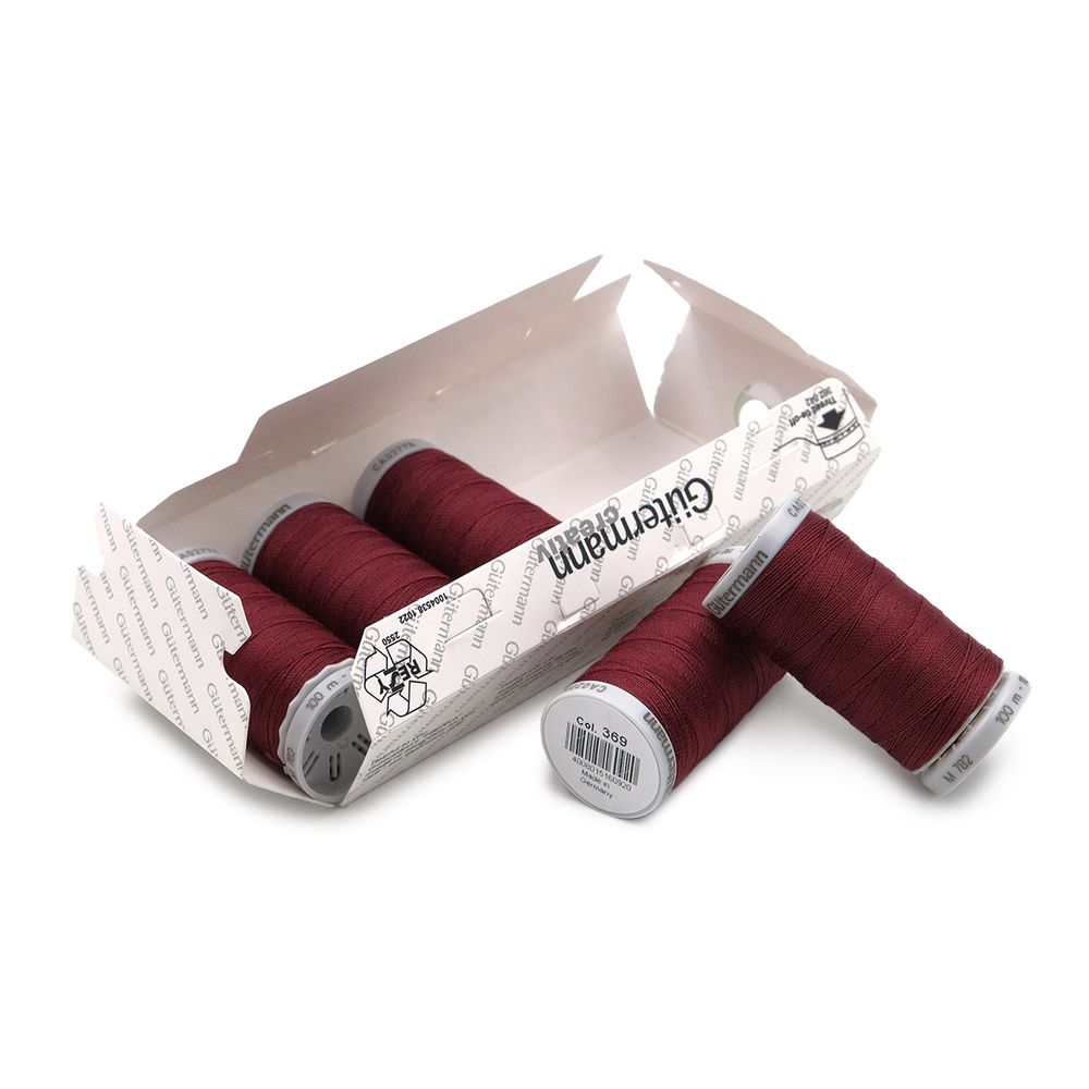 Нитки суперкрепкие Gutermann Extra Strong M782, 100м, 369 винный, 5 катушек